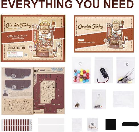 ROBOTIME Wood Puzzles for Adults, Model Kits for Adults to Build Wooden Marble Run, Chocolate Factory Adult Toy Set in Saudi Arabia