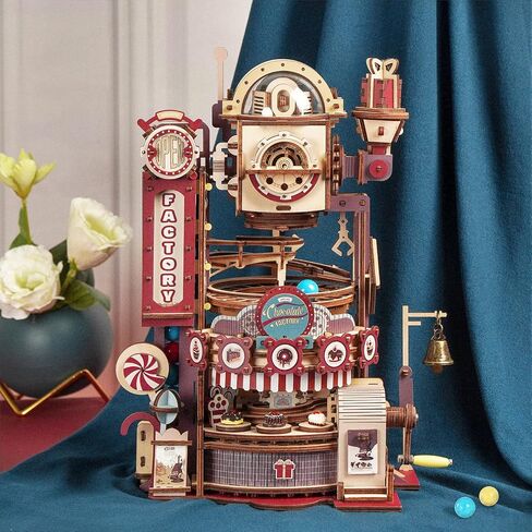 ROBOTIME Wood Puzzles for Adults, Model Kits for Adults to Build Wooden Marble Run, Chocolate Factory Adult Toy Set in Saudi Arabia