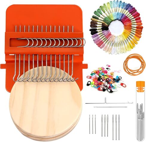 نول الرتق سبيد ويف، آلة نول صغيرة، أداة نسج، 14 خطافًا نول إطار منسوج خشبي، مجموعة نول النسيج، نول إصلاح منزلي سريع، أداة إصلاح النسيج المصنوعة يدويًا لملابس جوارب الجينز in Kuwait