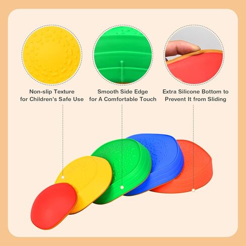 HONEY JOY Balance Stepping Stones للأطفال، 11 قطعة سطح محكم غير قابل للانزلاق وحواف مطاطية، لعبة مسار العوائق الداخلية والخارجية، معدات اللياقة البدنية للأطفال لتنسيق التوازن والقوة in Kuwait