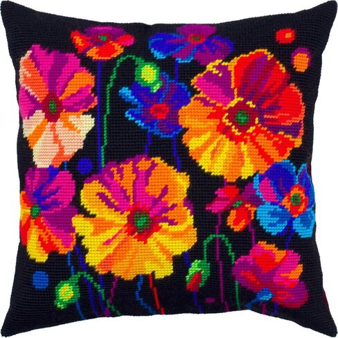 Brvsk Colors of Night. Needlepoint Kit. Throw Pillow 16×16 Inches. Printed Tapestry Canvas, European Quality in Saudi Arabia