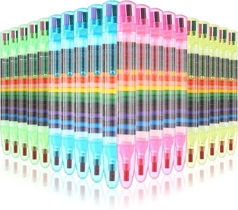 Harloon 36 Pieces Stacking Crayons Stackable Buildable Crayons Colorful Crayon Party Favors DIY Rainbow Pencils Stackable Crayons for School, Office, Kids Birthday Party Supplies, 20 Colors in Saudi Arabia