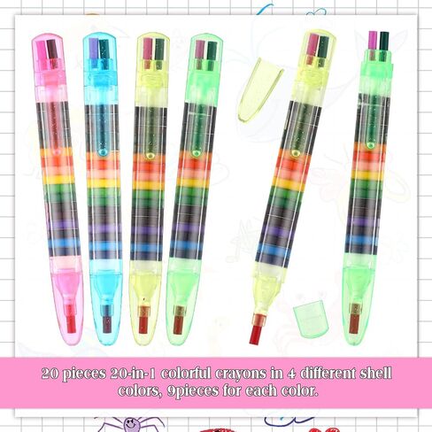 Harloon 36 Pieces Stacking Crayons Stackable Buildable Crayons Colorful Crayon Party Favors DIY Rainbow Pencils Stackable Crayons for School, Office, Kids Birthday Party Supplies, 20 Colors in Saudi Arabia