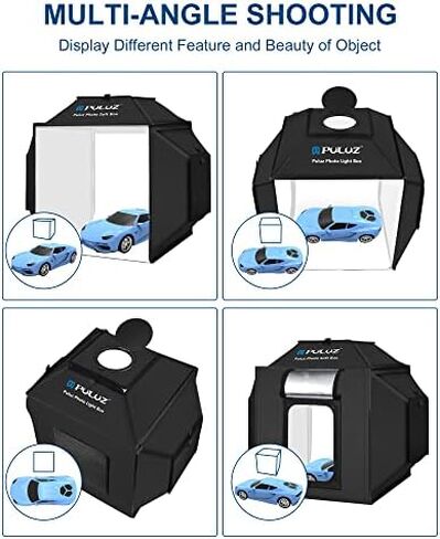 PULUZ 32"x32" Light Box Photography, Professional Photo Shooting Tent Kit | 90W 14000LM High CRI95+ Light, 4 Colors Backdrop, 3 Stepless Dimming LED Panels, Portable Carry Bag, Photo Studio Booth in Saudi Arabia