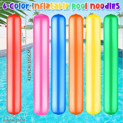 6 ألوان حمام السباحة الملونة القابلة للنفخ على شكل حمام سباحة 41.3 بوصة تفجير حمام السباحة العصي القابلة للنفخ الملونة البلاستيكية في الهواء الطلق ألعاب المياه لعبة تجمع الشعرية يطفو للبالغين الصيف حمام سباحة الشاطئ بحيرة الطرف الرياضة in Kuwait
