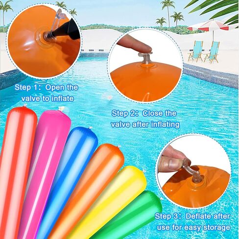 6 ألوان حمام السباحة الملونة القابلة للنفخ على شكل حمام سباحة 41.3 بوصة تفجير حمام السباحة العصي القابلة للنفخ الملونة البلاستيكية في الهواء الطلق ألعاب المياه لعبة تجمع الشعرية يطفو للبالغين الصيف حمام سباحة الشاطئ بحيرة الطرف الرياضة in Kuwait