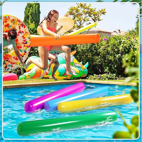 6 ألوان حمام السباحة الملونة القابلة للنفخ على شكل حمام سباحة 41.3 بوصة تفجير حمام السباحة العصي القابلة للنفخ الملونة البلاستيكية في الهواء الطلق ألعاب المياه لعبة تجمع الشعرية يطفو للبالغين الصيف حمام سباحة الشاطئ بحيرة الطرف الرياضة in Kuwait