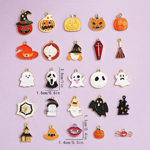 Halloween Pony and Wood Beads Jewelry Making Kit,Assort Wooden Clay Bead Alloy Charm Pendant Pumpkin Skull Ghost Shape Bracelet Necklace DIY,for Halloween Craft Party Home Decor in Saudi Arabia