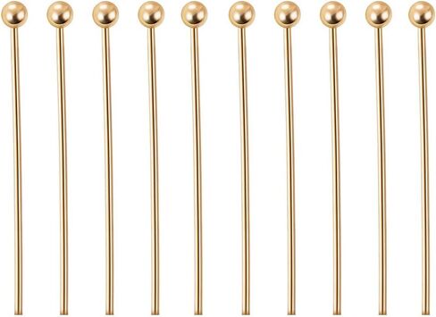 BENECREAT 100PCS 18K Real Gold Plated Ball Pins 22 Gauge Ball Head Pins for DIY Jewelry Making Findings - 35mm (1.4") Long in Kuwait