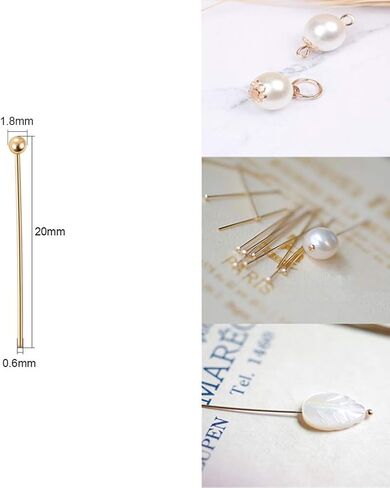 BENECREAT 100PCS 18K Real Gold Plated Ball Pins 22 Gauge Ball Head Pins for DIY Jewelry Making Findings - 35mm (1.4") Long in Kuwait