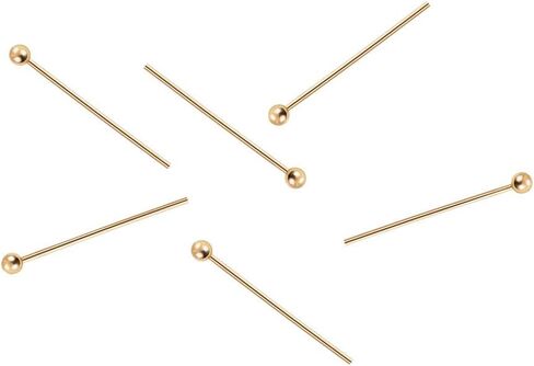 BENECREAT 100PCS 18K Real Gold Plated Ball Pins 22 Gauge Ball Head Pins for DIY Jewelry Making Findings - 35mm (1.4") Long in Kuwait