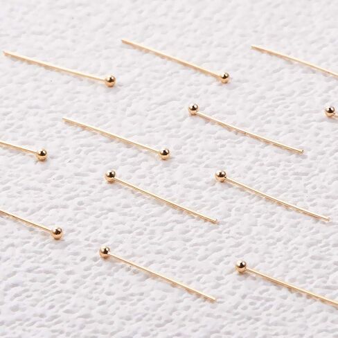 BENECREAT 100PCS 18K Real Gold Plated Ball Pins 22 Gauge Ball Head Pins for DIY Jewelry Making Findings - 35mm (1.4") Long in Kuwait