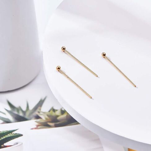 BENECREAT 100PCS 18K Real Gold Plated Ball Pins 22 Gauge Ball Head Pins for DIY Jewelry Making Findings - 35mm (1.4") Long in Kuwait