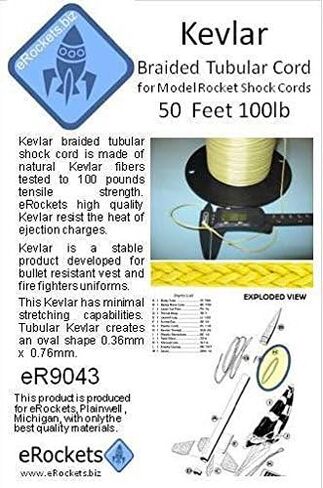 eRockets Braided Kevlar Shock Cord 100# 50ft eR9043 in Saudi Arabia