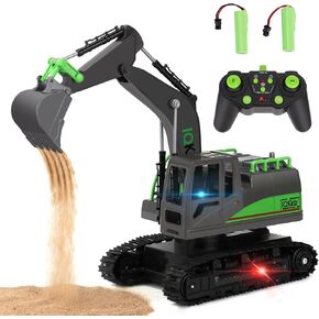 IQKidz Remote Control Excavator Toys for Boys 4-7 Yrs Old - Best Birthday Gift for Kids Age 3 5 8 9 10+, Metal Shovel Construction Vehicles with Light Sound, Rechargeable RC Tracked Digger in Saudi Arabia