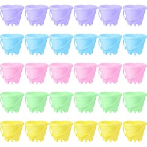 Lenwen 30 Pcs Sand Castle Buckets 5.5 Inch Plastic Beach Sand Bucket Castle Pail Buckets Beach Sandcastle Building Toys Use Summer Sand Toys Fun for Toddlers Boys and Girls Sandbox, 5 Assorted Colors in Saudi Arabia