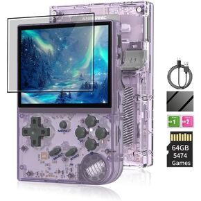 RG35XX Mini Retro Handheld Game Console Linux Dual OS 3.5-inch IPS 640*480 Screen Cortex-A9 Portable Pocket Video Player 64G Built-in 6831 Games 2600mAh Battery (RG35XX-Grey with Bag)
