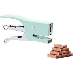 #10 Mini Green Plier Stapler with Staples Set Cute No.10 Manual Stapler with 1000 Rose Gold Staples for Office and Home Accessories Supplies(Green Plier Stapler)