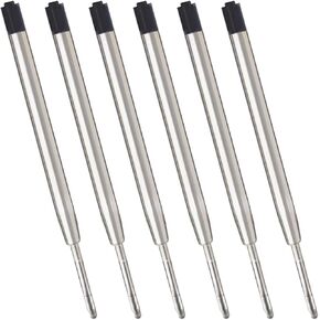 ChaoQ,Black Ink Refills (6pcs), Replaceable Ballpoint Pen Refills, 1mm Medium Tip - Black