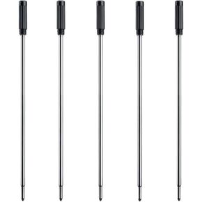DunBong Black Ink Refill Pack of 5, Replaceable Ballpoint Pen Refills, Medium Point Metal Refill (Black)