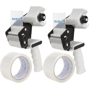 JARLINK Packing Tape Dispenser Gun (2 Pack) with 2 Rolls Tape, 2 inches Lightweight Industrial Side Loading Tape Dispenser for Shipping Packaging Moving Sealing (Grey & Black) in Saudi Arabia