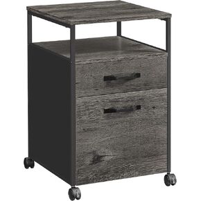 خزانة VASAGLE المتنقلة بعجلات، درجين، رف مفتوح، مقاس A4، حجم Letter، مجلدات ملفات معلقة، 17.3 بوصة عمق × 16.5 بوصة عرض × 26.2 بوصة ارتفاع، أسود in Kuwait