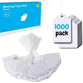 Price Tags with String Attached, 1000pcs White Marking Merchandise Strung Tags Writable Label Hang Tags for Pricing Gift Jewelry Clothing Yard Sale Garage Supplies 1.75 x 1.093 inch in Saudi Arabia