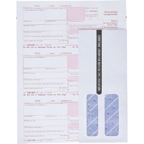 TOPS 1099 NEC 3 Up Forms 2021، مجموعة نماذج الضرائب لـ 30 مستلمًا، 5 مجموعات نماذج ضرائب NEC مع ختم ذاتي 1099 مظاريف و3 1096 (TX22905KIT-NE21) in Saudi Arabia