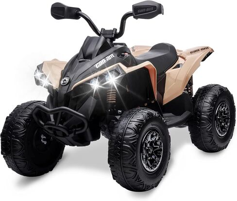 GAOMON Kids ATV 4 Wheeler, 12V Ride on Toy Car Bombardier Licensed BRP Can-am, Quad Electric Vehicles with Remote Control, LED Lights, Spring Suspension, Treaded Tires, Music, USB & AUX, Khaki in Saudi Arabia