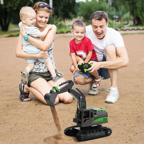IQKidz Remote Control Excavator Toys for Boys 4-7 Yrs Old - Best Birthday Gift for Kids Age 3 5 8 9 10+, Metal Shovel Construction Vehicles with Light Sound, Rechargeable RC Tracked Digger in Saudi Arabia