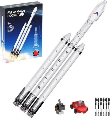 مجموعة مكعبات بناء صاروخ فالكون الثقيل، نموذج صاروخ للفضاء الخارجي للأطفال والكبار، مجموعة بناء علمية متوافقة مع ليغو، نظام إطلاق فضائي قابل للتجميع (693 قطعة) in Kuwait