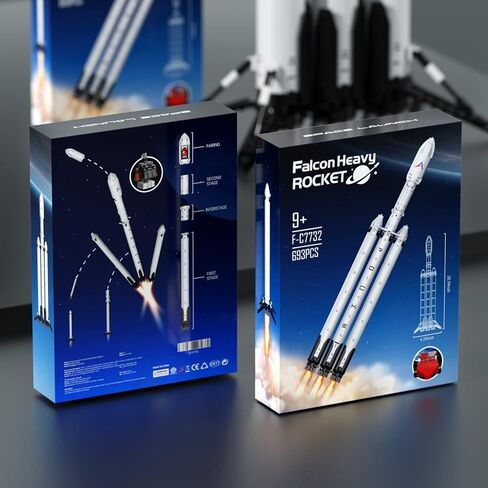 مجموعة مكعبات بناء صاروخ فالكون الثقيل، نموذج صاروخ للفضاء الخارجي للأطفال والكبار، مجموعة بناء علمية متوافقة مع ليغو، نظام إطلاق فضائي قابل للتجميع (693 قطعة) in Kuwait