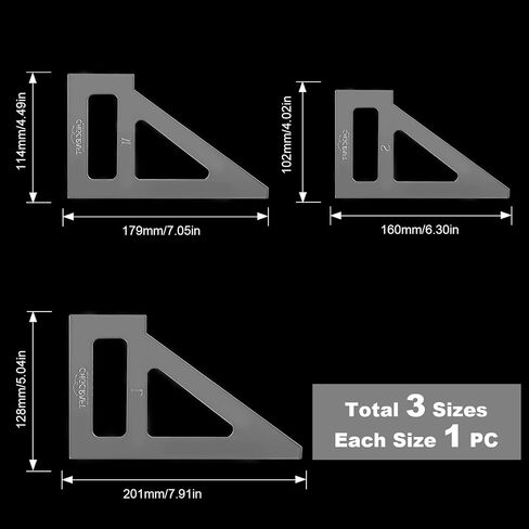 CHGCRAFT 3 قطع مثلث الكلب عصابات الخياطة قوالب الاكريليك اللحف قوالب الإبداعية اللحف قطع قالب DIY الحرفية الخياطة الحكام للكلاب الصغيرة المتوسطة الكبيرة جرو القطط in Kuwait