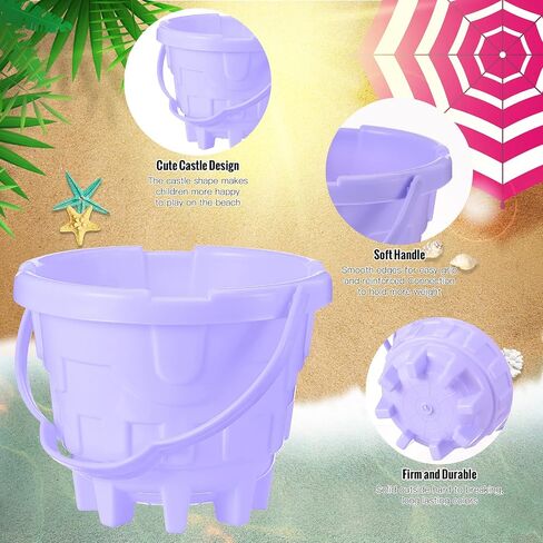 Lenwen 30 Pcs Sand Castle Buckets 5.5 Inch Plastic Beach Sand Bucket Castle Pail Buckets Beach Sandcastle Building Toys Use Summer Sand Toys Fun for Toddlers Boys and Girls Sandbox, 5 Assorted Colors in Saudi Arabia
