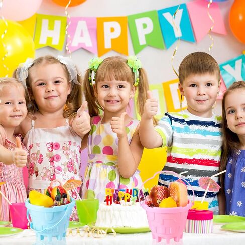 Lenwen 30 Pcs Sand Castle Buckets 5.5 Inch Plastic Beach Sand Bucket Castle Pail Buckets Beach Sandcastle Building Toys Use Summer Sand Toys Fun for Toddlers Boys and Girls Sandbox, 5 Assorted Colors in Saudi Arabia