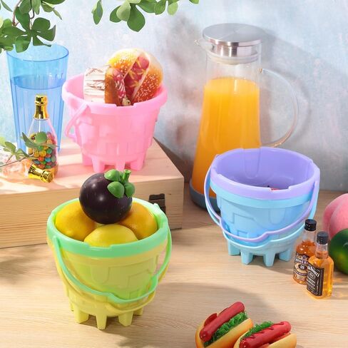 Lenwen 30 Pcs Sand Castle Buckets 5.5 Inch Plastic Beach Sand Bucket Castle Pail Buckets Beach Sandcastle Building Toys Use Summer Sand Toys Fun for Toddlers Boys and Girls Sandbox, 5 Assorted Colors in Saudi Arabia