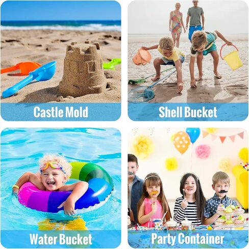 Lenwen 30 Pcs Sand Castle Buckets 5.5 Inch Plastic Beach Sand Bucket Castle Pail Buckets Beach Sandcastle Building Toys Use Summer Sand Toys Fun for Toddlers Boys and Girls Sandbox, 5 Assorted Colors in Saudi Arabia
