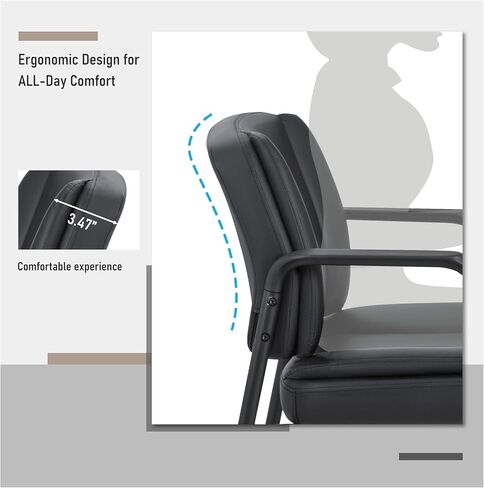 Furniwell Office Guest Chair Wating Room Reception Chairs Set of 2, PU Leather Executive Desk Chair with Padded Armrests for Meeting Conference (Black) in Saudi Arabia
