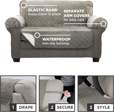 Zenna Home Protector, Chocolate/Brown Waterproof Plush Loveseat Furniture Cover, Lovesweat (EFCPLNSBR) in Kuwait