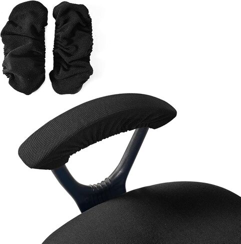 Givemefish Office Chair Armrest Covers, 2Pack Adjustable Rotating Chair Arm Covers, Stretch Washable Computer Chair Arm Rest Slipcovers, Soft Removable Arm Cover for Desk Chair(Black) in Saudi Arabia