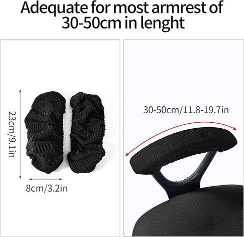 Givemefish Office Chair Armrest Covers, 2Pack Adjustable Rotating Chair Arm Covers, Stretch Washable Computer Chair Arm Rest Slipcovers, Soft Removable Arm Cover for Desk Chair(Black) in Saudi Arabia