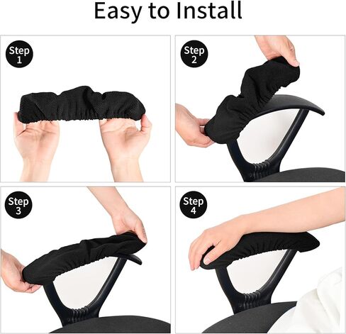 Givemefish Office Chair Armrest Covers, 2Pack Adjustable Rotating Chair Arm Covers, Stretch Washable Computer Chair Arm Rest Slipcovers, Soft Removable Arm Cover for Desk Chair(Black) in Saudi Arabia