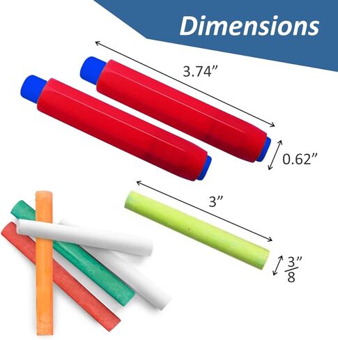 Chalk - 12 Pack Chalkboard Chalk With 4 Chalk Holder - 12 Colored Chalk, Non Toxic Chalk for Chalkboard, Thin Kids Chalk Great for School, Office, Kids and Teacher Use in Saudi Arabia