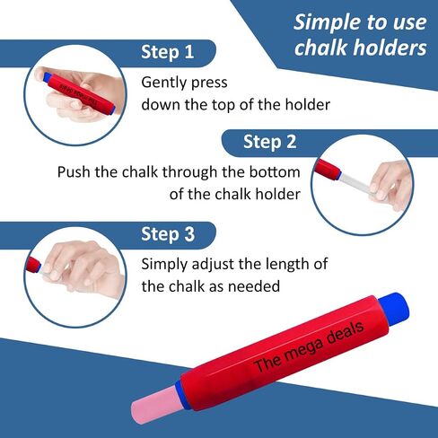 Chalk - 12 Pack Chalkboard Chalk With 4 Chalk Holder - 12 Colored Chalk, Non Toxic Chalk for Chalkboard, Thin Kids Chalk Great for School, Office, Kids and Teacher Use in Saudi Arabia
