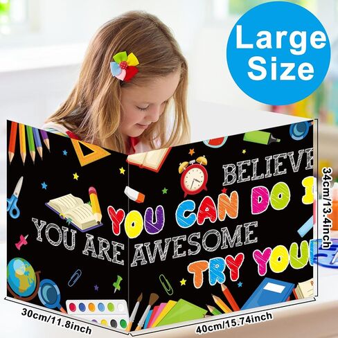 12 Pcs Privacy Boards for Student Desks Boho Rainbow Classroom Desk Divider Table Desk Privacy Panel Folder Screen Partition for School Teacher Student Study Test Shields Home Class (Boho Rainbow) in Saudi Arabia