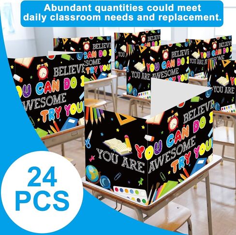 12 Pcs Privacy Boards for Student Desks Boho Rainbow Classroom Desk Divider Table Desk Privacy Panel Folder Screen Partition for School Teacher Student Study Test Shields Home Class (Boho Rainbow) in Saudi Arabia