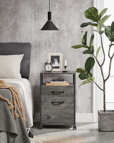 خزانة VASAGLE المتنقلة بعجلات، درجين، رف مفتوح، مقاس A4، حجم Letter، مجلدات ملفات معلقة، 17.3 بوصة عمق × 16.5 بوصة عرض × 26.2 بوصة ارتفاع، أسود in Kuwait