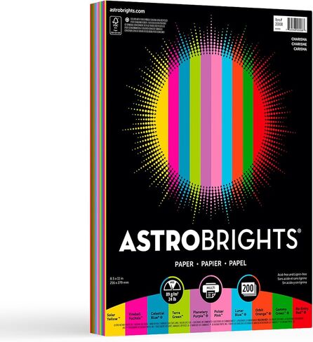 Neenah Astrobrights® Bright Color Paper, Letter Size Paper, 24 Lb, FSC Certified, Assorted Mini Pack, Pack Of 200 Sheets in Kuwait