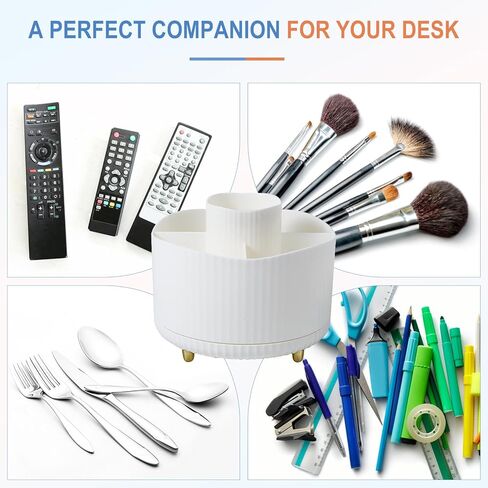 2 حزمة حامل قلم رصاص 360 درجة الدورية قلم رصاص المنظمون للمكتب مع 5 فتحات، منظم لوازم القرطاسية تخزين سطح المكتب، وعاء قلم رصاص أبيض للفرش وأقلام التلوين وأقلام الرصاص الملونة in Kuwait