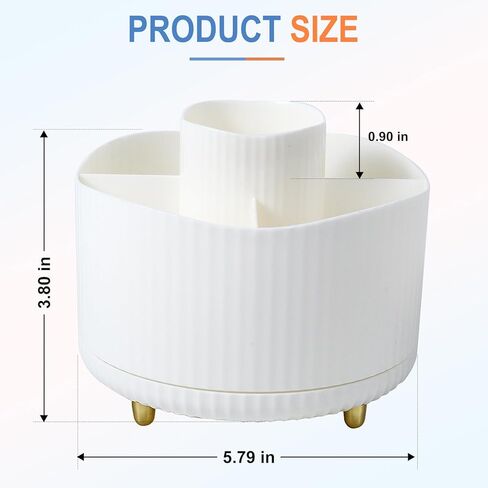 2 حزمة حامل قلم رصاص 360 درجة الدورية قلم رصاص المنظمون للمكتب مع 5 فتحات، منظم لوازم القرطاسية تخزين سطح المكتب، وعاء قلم رصاص أبيض للفرش وأقلام التلوين وأقلام الرصاص الملونة in Kuwait